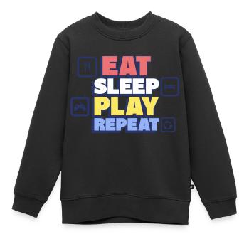 Manger, dormir, jouer, répéter - Sweat Premium enfant bio - noir - Devant - AI Model Kid Female (0cm)