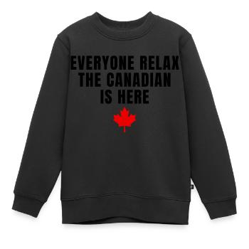 Funny Everyone Relax The Canadian Is Here - Sweat Premium enfant bio - noir - Devant - AI Model Kid Female (0cm)
