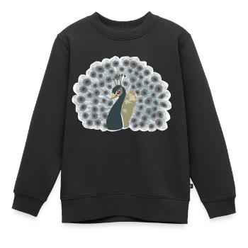 Paon avec roue - Sweat Premium enfant bio - noir - Devant - AI Model Kid Female (0cm)