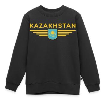 Kazakhstan Design – Steppe et tradition - Sweat Premium enfant bio - noir - Devant - AI Model Kid Female (0cm)