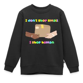 Klein einkaufen, menschlich einkaufen - Kinder Premium Organic Sweatshirt - Schwarz - Vorne - AI Model Kid Female (0cm)