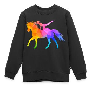 Voltige acrobatie équitation cheval coloré - Sweat Premium enfant bio - noir - Devant - AI Model Kid Female (0cm)