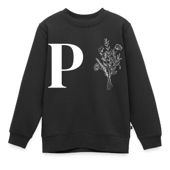 Minimalistische Blumen - Kinder Premium Organic Sweatshirt - Schwarz - Vorne - AI Model Kid Female (0cm)