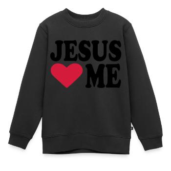 Jesus - Sweat Premium enfant bio - noir - Devant - AI Model Kid Female (0cm)