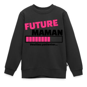 future maman veuillez patienter - Sweat Premium enfant bio - noir - Devant - AI Model Kid Female (0cm)
