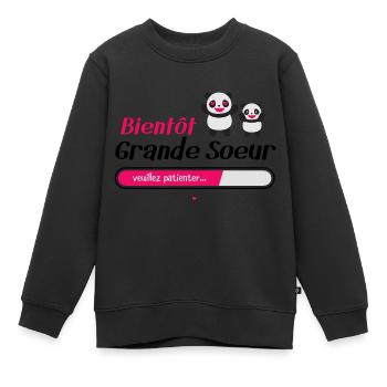 Bientôt grande sœur - Sweat Premium enfant bio - noir - Devant - AI Model Kid Female (0cm)