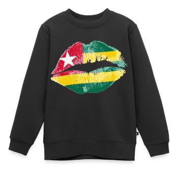 Kiss (Togo) - Sweat Premium enfant bio - noir - Devant - AI Model Kid Female (0cm)