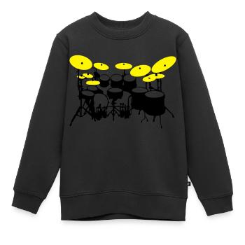 große Trommel-Kit - Kinder Premium Organic Sweatshirt - Schwarz - Vorne - AI Model Kid Female (0cm)