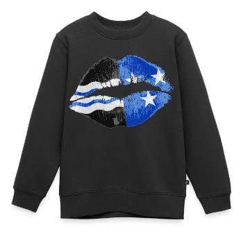 Kiss (Argovie) - Sweat Premium enfant bio - noir - Devant - AI Model Kid Female (0cm)