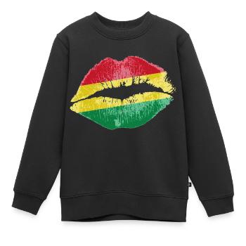 Kiss (Bolivie / Bolivie) - Sweat Premium enfant bio - noir - Devant - AI Model Kid Female (0cm)