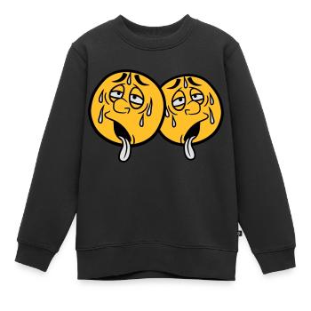 2 amis équipe couple visage dessin animé cercle de dessin animé ru - Sweat Premium enfant bio - noir - Devant - AI Model Kid Female (0cm)