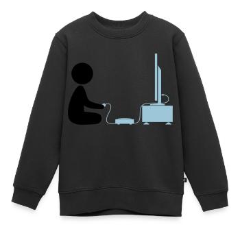 Un garçon joue avec sa console de jeux - Sweat Premium enfant bio - noir - Devant - AI Model Kid Female (0cm)