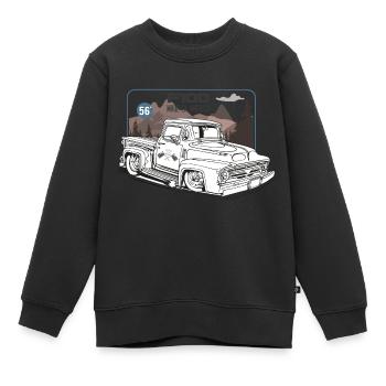 F100 - Sweat Premium enfant bio - noir - Devant - AI Model Kid Female (0cm)