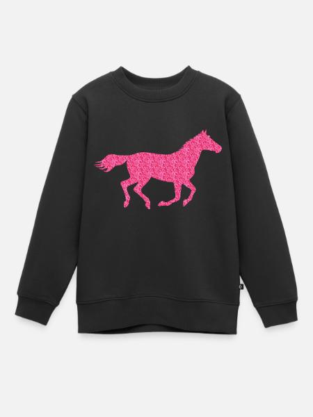 Glitzer Pferd - Kinder Premium Organic Sweatshirt - Schwarz