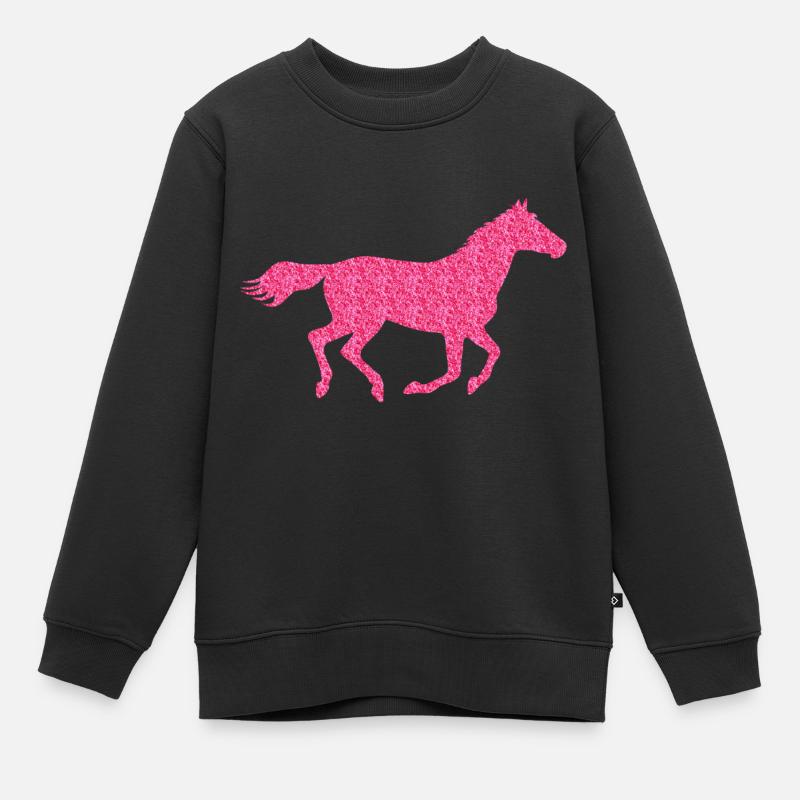 Glitzer Pferd - Kinder Premium Organic Sweatshirt - Schwarz