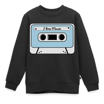 Kassette - Kinder Premium Organic Sweatshirt - Schwarz - Vorne - AI Model Kid Female (0cm)