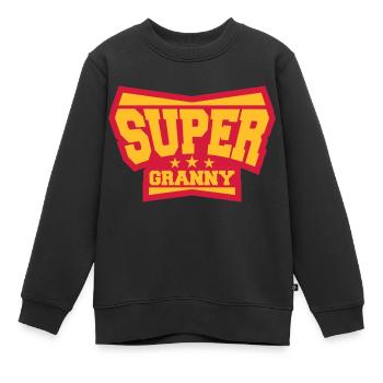 Super Granny Grandma Hero Logo - Kinder Premium Organic Sweatshirt - Schwarz - Vorne - AI Model Kid Female (0cm)