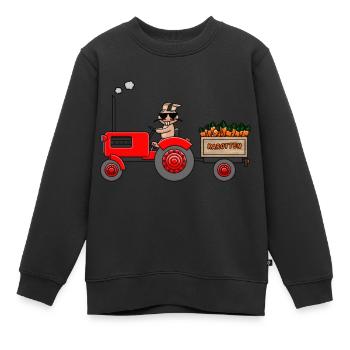 Cooler Hase bei der Ernte - Kinder Premium Organic Sweatshirt - Schwarz - Vorne - AI Model Kid Female (0cm)