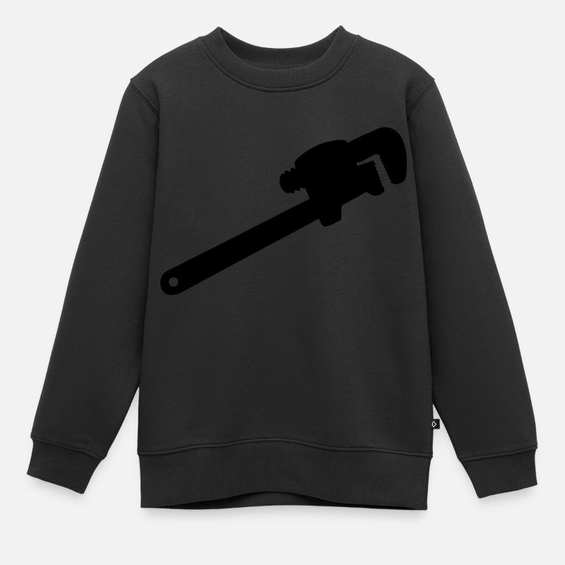 clé à molette outil de mécanicien , plombier - Sweat Premium enfant bio - noir