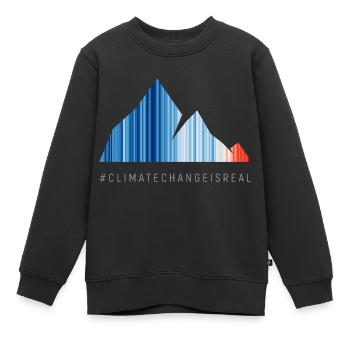 Bandes de réchauffement climatique - police grise - Sweat Premium enfant bio - noir - Devant - AI Model Kid Female (0cm)