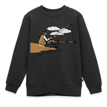 angeln relax ufer - Kinder Premium Organic Sweatshirt - Schwarz - Vorne - AI Model Kid Female (0cm)