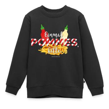 Pommes Schranke T-Shirt Design - Kinder Premium Organic Sweatshirt - Schwarz - Vorne - AI Model Kid Female (0cm)