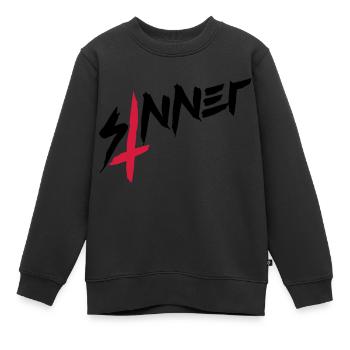 Sinner cross upside down - Kids Premium Organic Sweatshirt - black - Front - AI Model Kid Female (0cm)