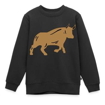 Taureau boursier - Sweat Premium enfant bio - noir - Devant - AI Model Kid Female (0cm)