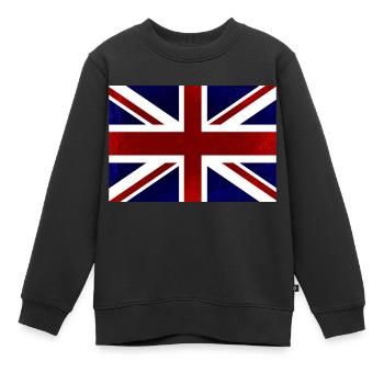 Drapeau britannique, Royaume-Uni, rouge, blanc et bleu - Sweat Premium enfant bio - noir - Devant - AI Model Kid Female (0cm)