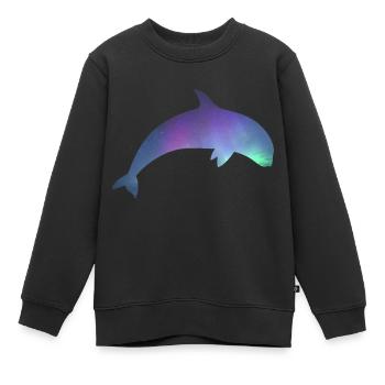 Orque/Épaulard aux aurores boréales - Sweat Premium enfant bio - noir - Devant - AI Model Kid Female (0cm)