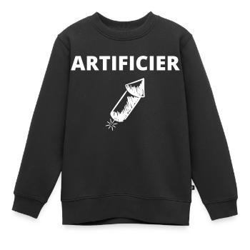 Artificier - Sweat Premium enfant bio - noir - Devant - AI Model Kid Female (0cm)