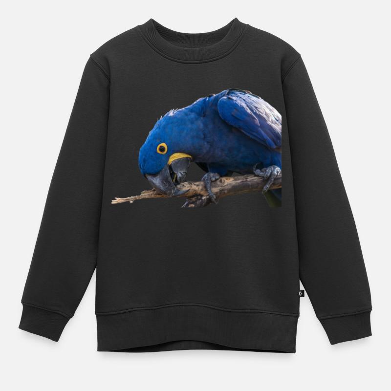 Vue de visage de perroquet d’ara de Jacinth - Sweat Premium enfant bio - noir