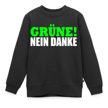 Grüne Nein Danke - Kinder Premium Organic Sweatshirt - Schwarz - Vorne - AI Model Kid Female (0cm)