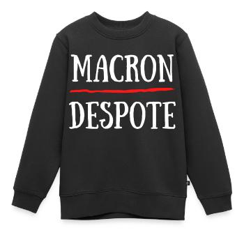 Macron Despote Pass Sanitaire Covid - Sweat Premium enfant bio - noir - Devant - AI Model Kid Female (0cm)