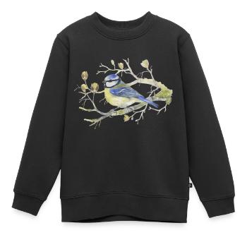 Blaumeise auf Zweig Liebevolle Aquarellzeichnung - Kinder Premium Organic Sweatshirt - Schwarz - Vorne - AI Model Kid Female (0cm)