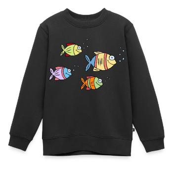 coloré poisson eau mer graffiti dessin d’enfants - Sweat Premium enfant bio - noir - Devant - AI Model Kid Female (0cm)