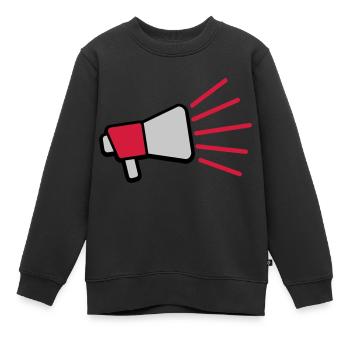 Mégaphone à symbole de parole forte - Sweat Premium enfant bio - noir - Devant - AI Model Kid Female (0cm)