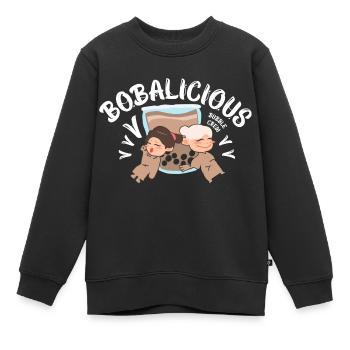 Optimiste - Joyeux Positif - Sweat Premium enfant bio - noir - Devant - AI Model Kid Female (0cm)