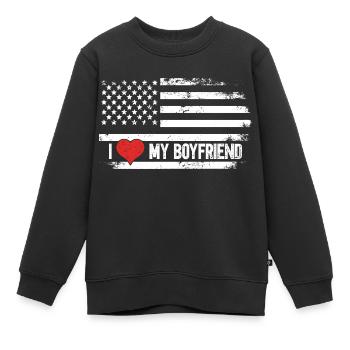 I Love My Boyfriend - Kinder Premium Organic Sweatshirt - Schwarz - Vorne - AI Model Kid Female (0cm)