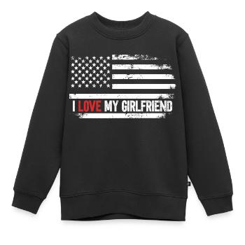I Love My Girlfriend - Kinder Premium Organic Sweatshirt - Schwarz - Vorne - AI Model Kid Female (0cm)