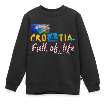 Croatie Croate Hrvatska Croatie Croates Croates Croates - Sweat Premium enfant bio - noir - Devant - AI Model Kid Female (0cm)