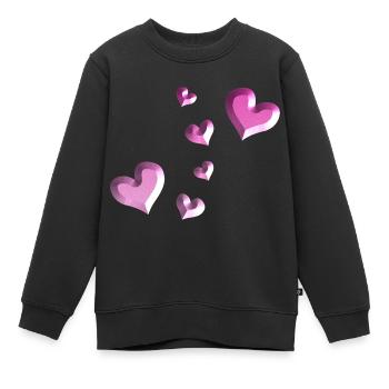 rosa herzen muster glitzer - Kinder Premium Organic Sweatshirt - Schwarz - Vorne - AI Model Kid Female (0cm)