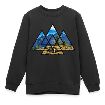 T-Shirt Dreiecke Pferd Alpen Berge Wandern Natur - Kinder Premium Organic Sweatshirt - Schwarz - Vorne - AI Model Kid Female (0cm)