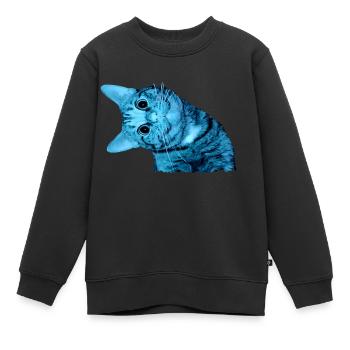 chat souriant - Sweat Premium enfant bio - noir - Devant - AI Model Kid Female (0cm)