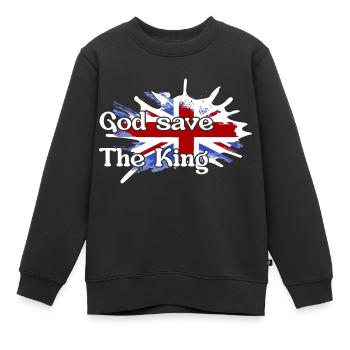 Gott schütze den König - New King England - Kinder Premium Organic Sweatshirt - Schwarz - Vorne - AI Model Kid Female (0cm)