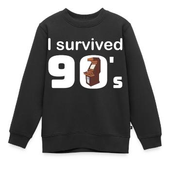 Ich überlebte die 90er Arcade Videospiel Automaten - Kinder Premium Organic Sweatshirt - Schwarz - Vorne - AI Model Kid Female (0cm)