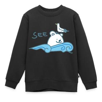 Eisbär am Meer - Kinder Premium Organic Sweatshirt - Schwarz - Vorne - AI Model Kid Female (0cm)