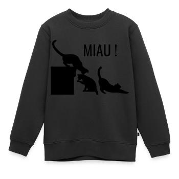 Katze - Kinder Premium Organic Sweatshirt - Schwarz - Vorne - AI Model Kid Female (0cm)