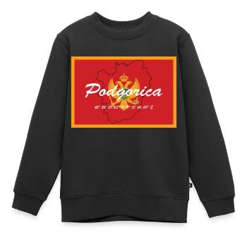 Podgorica - Hauptstadt mit GPS & Flagge - Kinder Premium Organic Sweatshirt - Schwarz - Vorne - AI Model Kid Female (0cm)