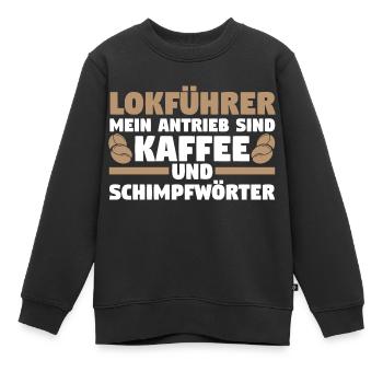 Eisenbahn Dampflok Lokomotive Kaffee Lokführer - Kinder Premium Organic Sweatshirt - Schwarz - Vorne - AI Model Kid Female (0cm)